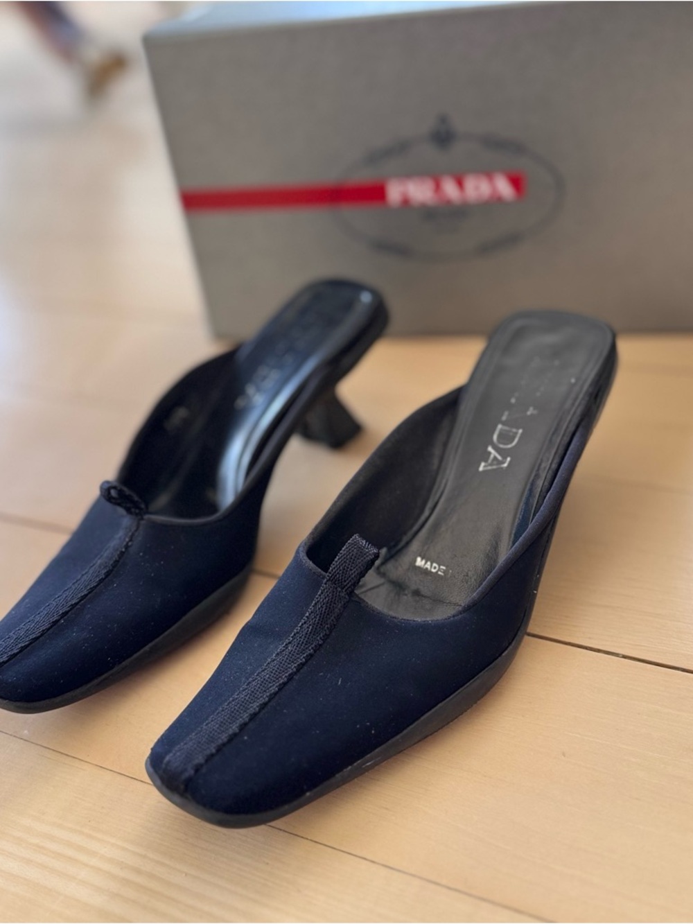 Prada Black Slip-On Kitten Heel Mules - Picture 5 of 5